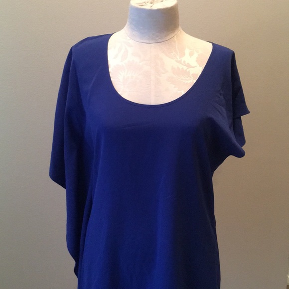 Beautiful Royal Blue Dress Asymmetrical Sleeves - Picture 1 of 4